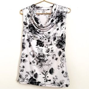 Worthington blouse size small white with black flowers